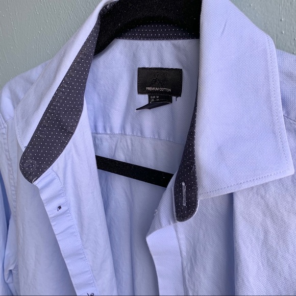 ‼️sold H&M • Premium Cotton Blue Button-Up Dress Shirt - Picture 4 of 6